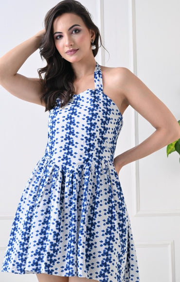 Bluebell Bloom Halted Mini Dress - GAIIA