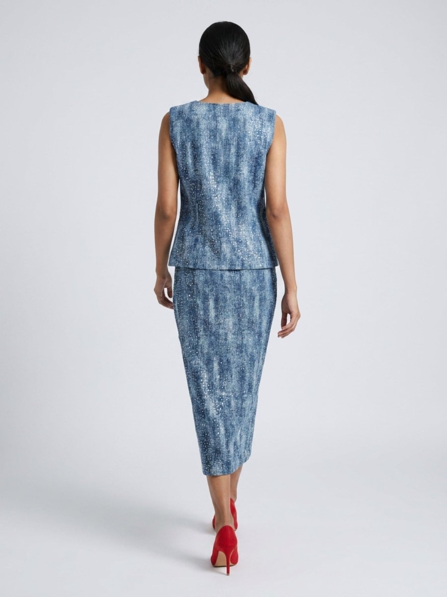 Dark Blue Embellished Blazer Co - Ord Set - GAIIA