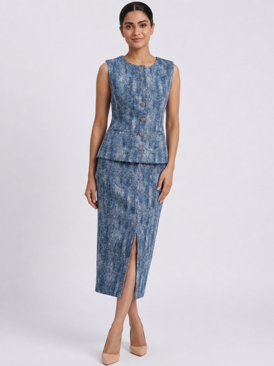Embellished Blazer & Skirt Co-Ord Set - GAIIA