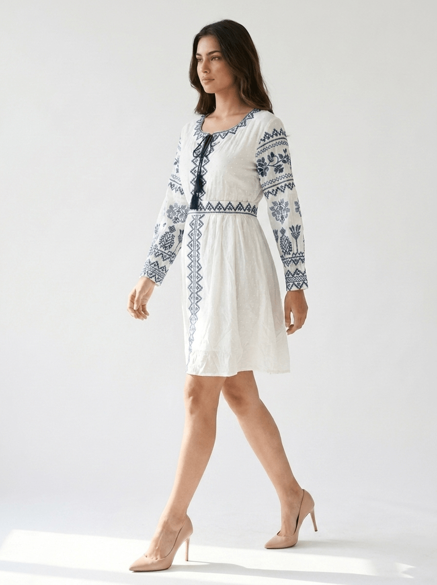 Embroidered Fit & Flare Dress - GAIIA