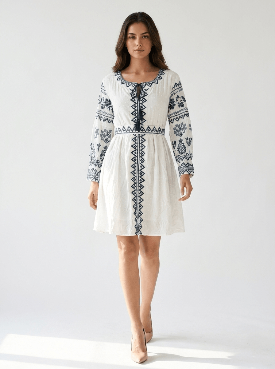 Embroidered Fit & Flare Dress - GAIIA