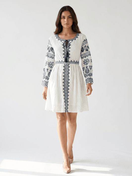 Embroidered Fit & Flare Dress - GAIIA