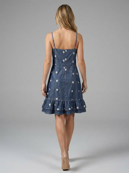 Floral Embroidered Denim Dress - GAIIA