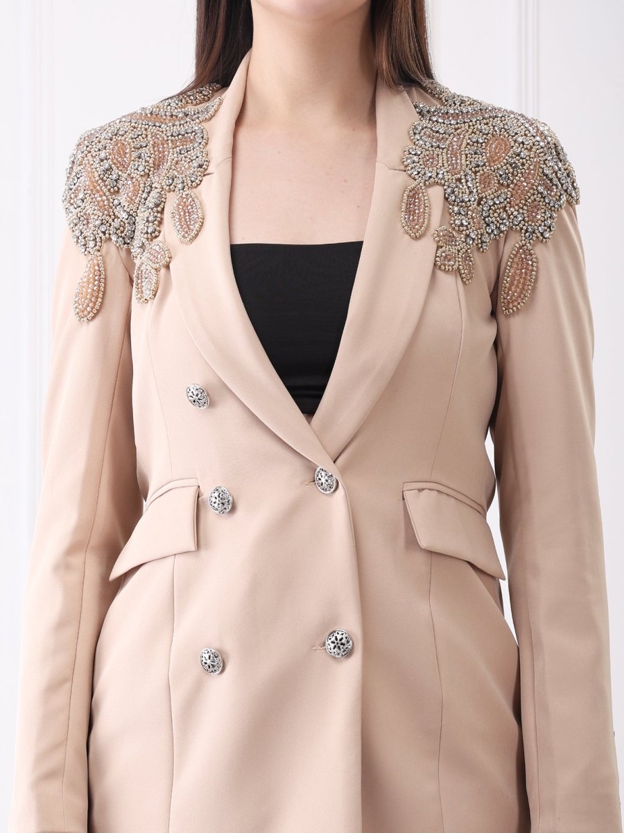 Gaiia Double Breasted Sequin Partywear Co - Ord Blazer Set - GAIIA