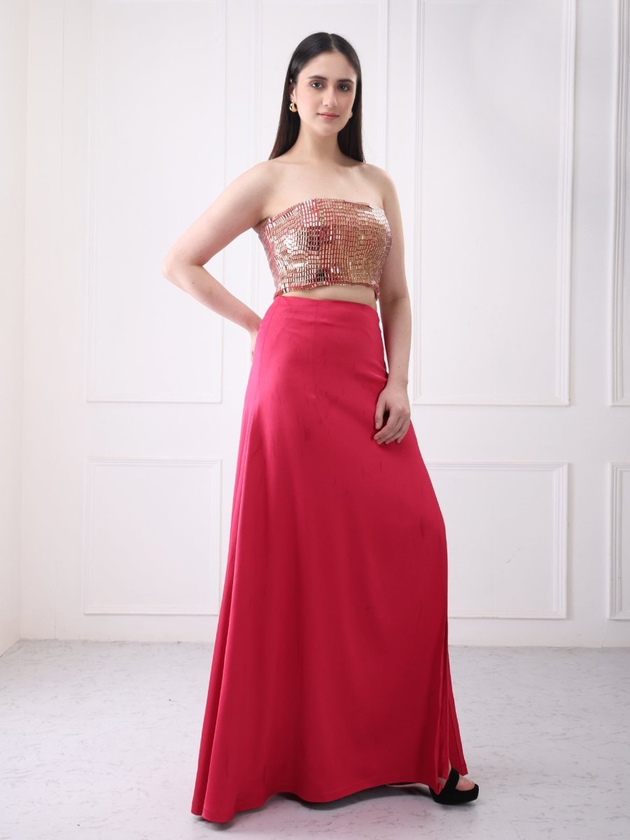 Gaiia Embellished Bustier With Maxi Skirt Co - Ord Set - GAIIA