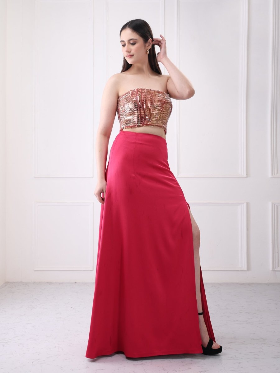 Gaiia Embellished Bustier With Maxi Skirt Co - Ord Set - GAIIA