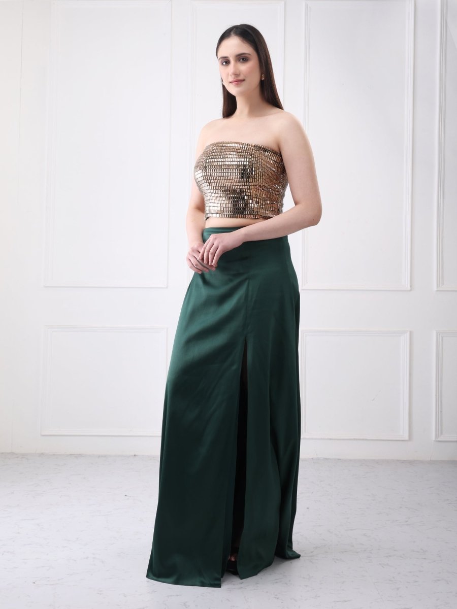 Gaiia Embellished Bustier With Maxi Skirt Co - Ord Set - GAIIA