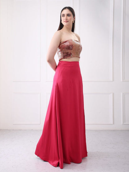 Gaiia Embellished Bustier With Maxi Skirt Co - Ord Set - GAIIA