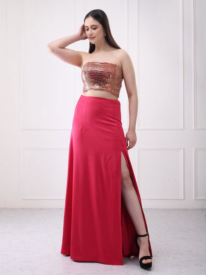 Gaiia Embellished Bustier With Maxi Skirt Co - Ord Set - GAIIA