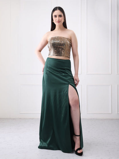 Gaiia Embellished Bustier With Maxi Skirt Co - Ord Set - GAIIA