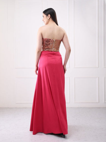 Gaiia Embellished Bustier With Maxi Skirt Co - Ord Set - GAIIA