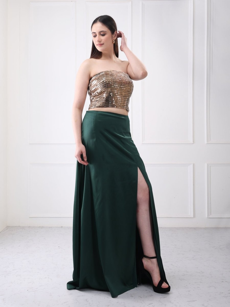 Gaiia Embellished Bustier With Maxi Skirt Co - Ord Set - GAIIA