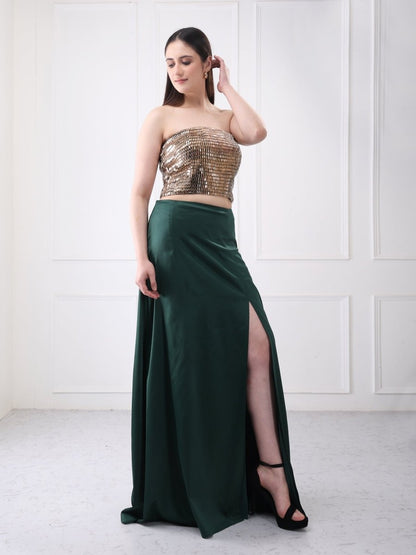 Gaiia Embellished Bustier With Maxi Skirt Co - Ord Set - GAIIA