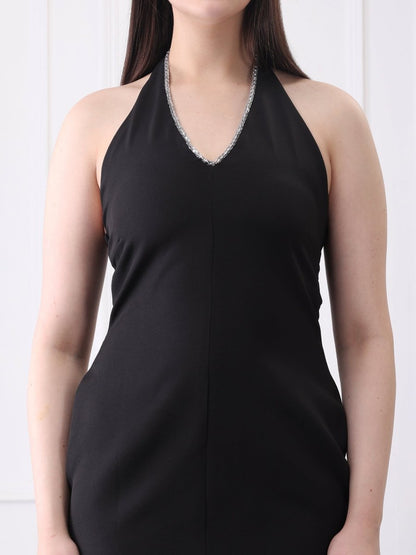 Gaiia Embellished V - Neck Bodycon Mini Dress - GAIIA