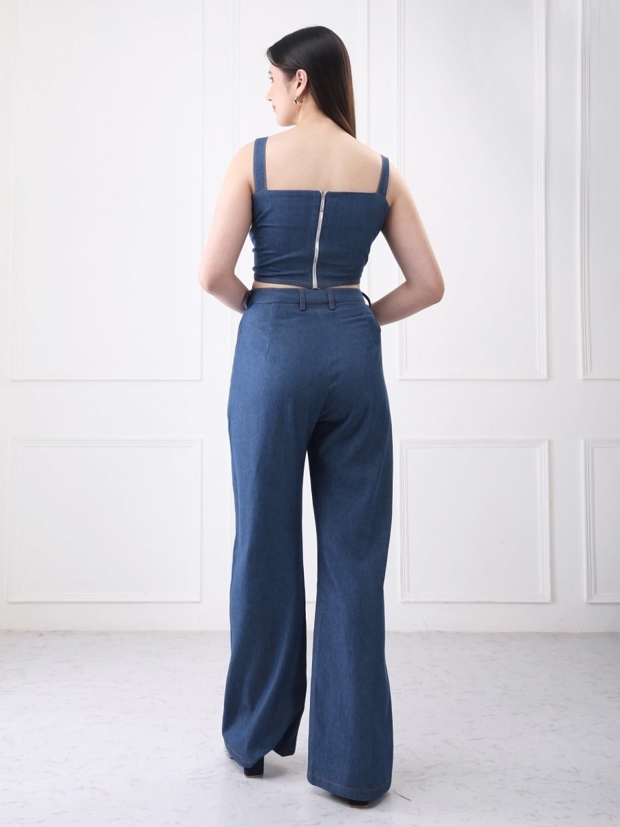 Gaiia Floral Embroided Denim Co - Ord Set - GAIIA