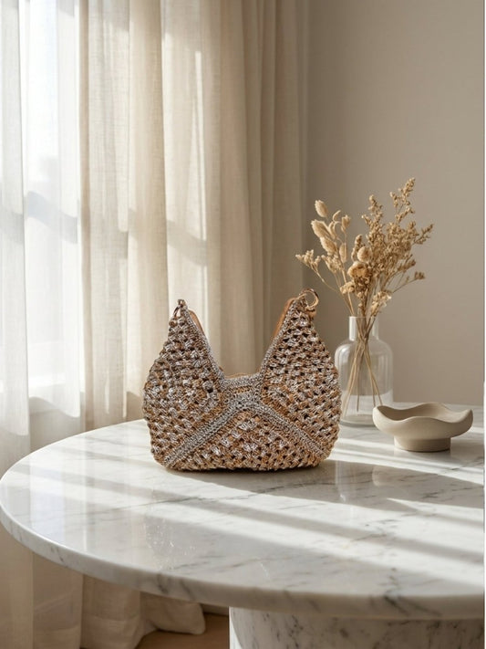 Gaiia Handwoven Metallic Hobo – Champagne Gold - GAIIA