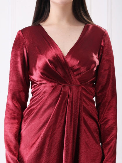 Gaiia Satin Wrap Solid Maxi Dress - GAIIA