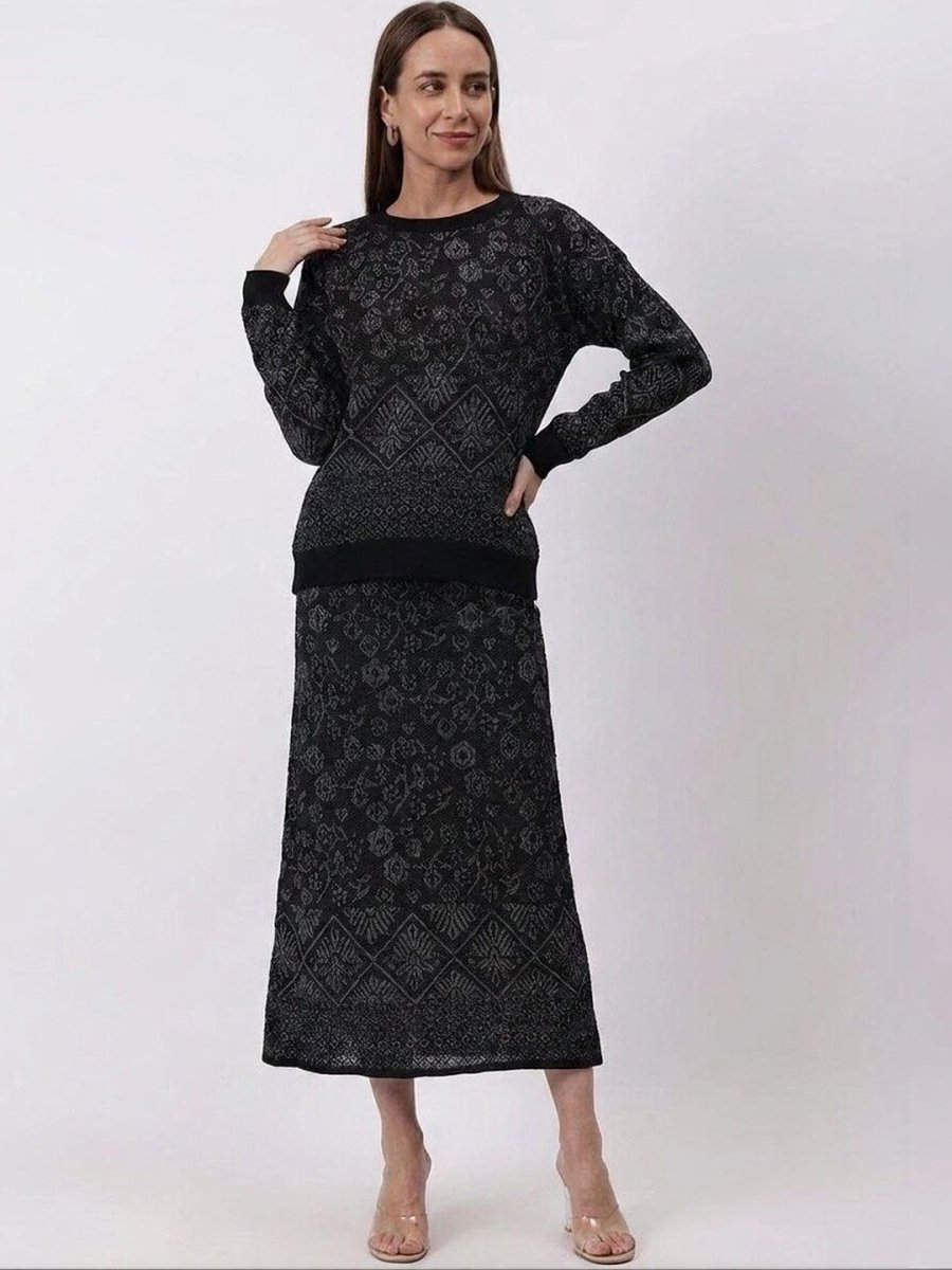Gaiia Self Design Winter Skirt Co-Ord Set - GAIIA