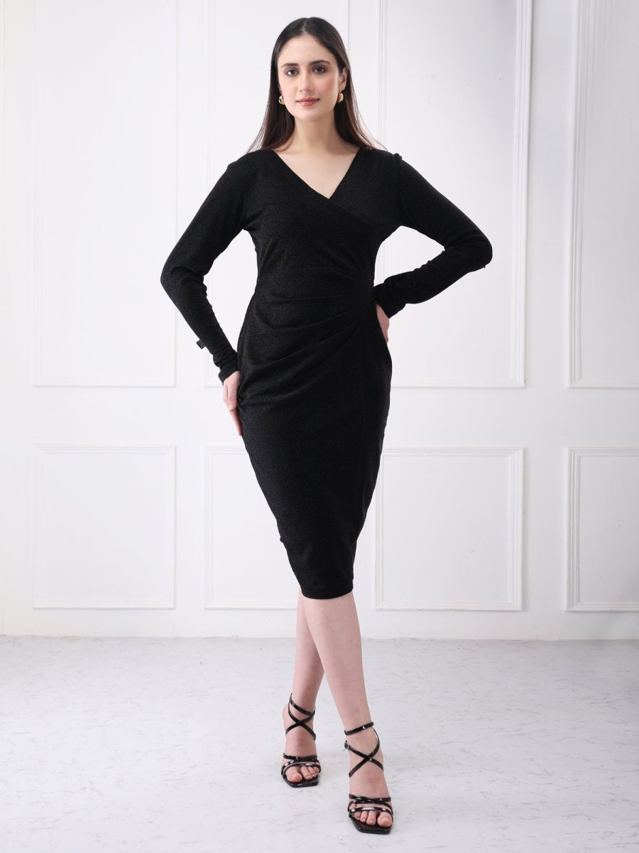 Gaiia Shimmer Club Solid Bodycon Midi Dress - GAIIA