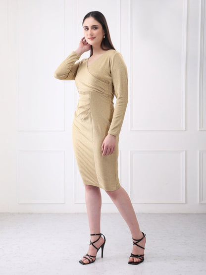 Gaiia Shimmer Club Solid Bodycon Midi Dress - GAIIA