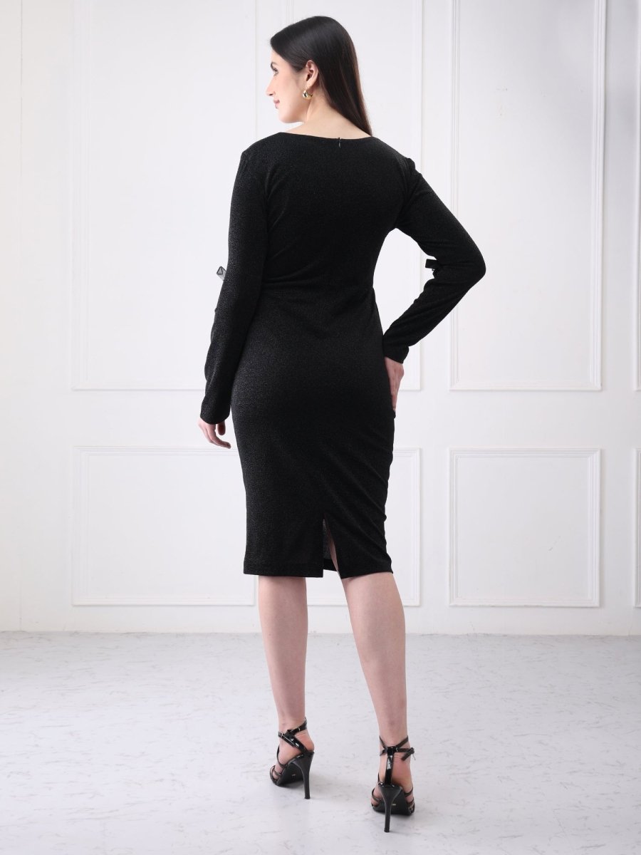 Gaiia Shimmer Club Solid Bodycon Midi Dress - GAIIA