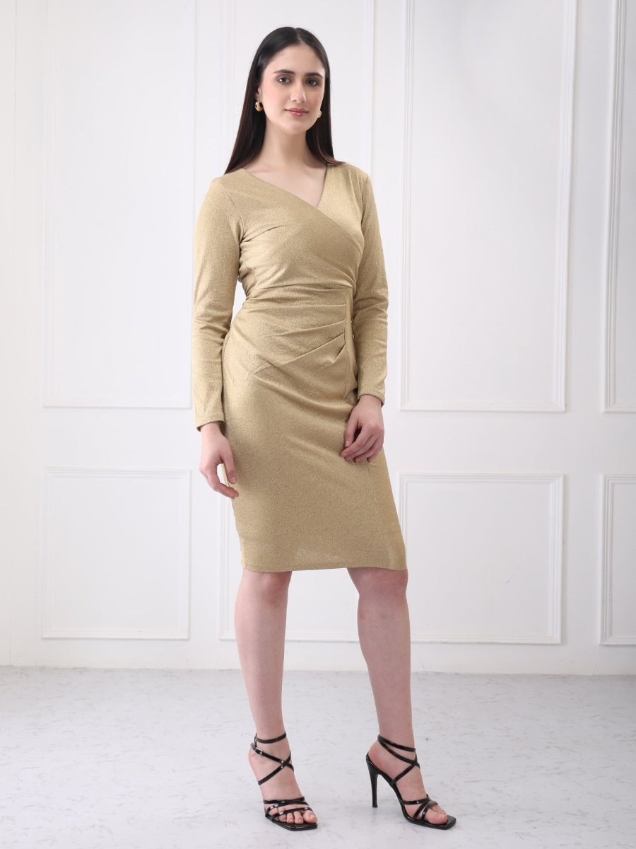 Gaiia Shimmer Club Solid Bodycon Midi Dress - GAIIA