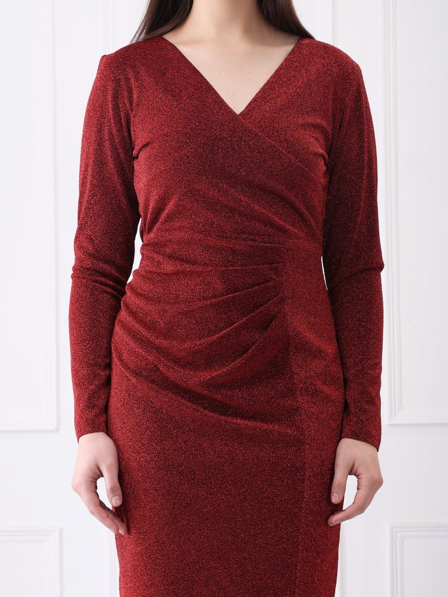 Gaiia Shimmer Club Solid Bodycon Midi Dress - GAIIA