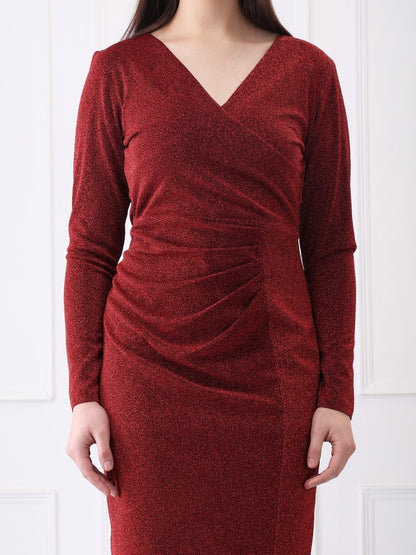 Gaiia Shimmer Club Solid Bodycon Midi Dress - GAIIA
