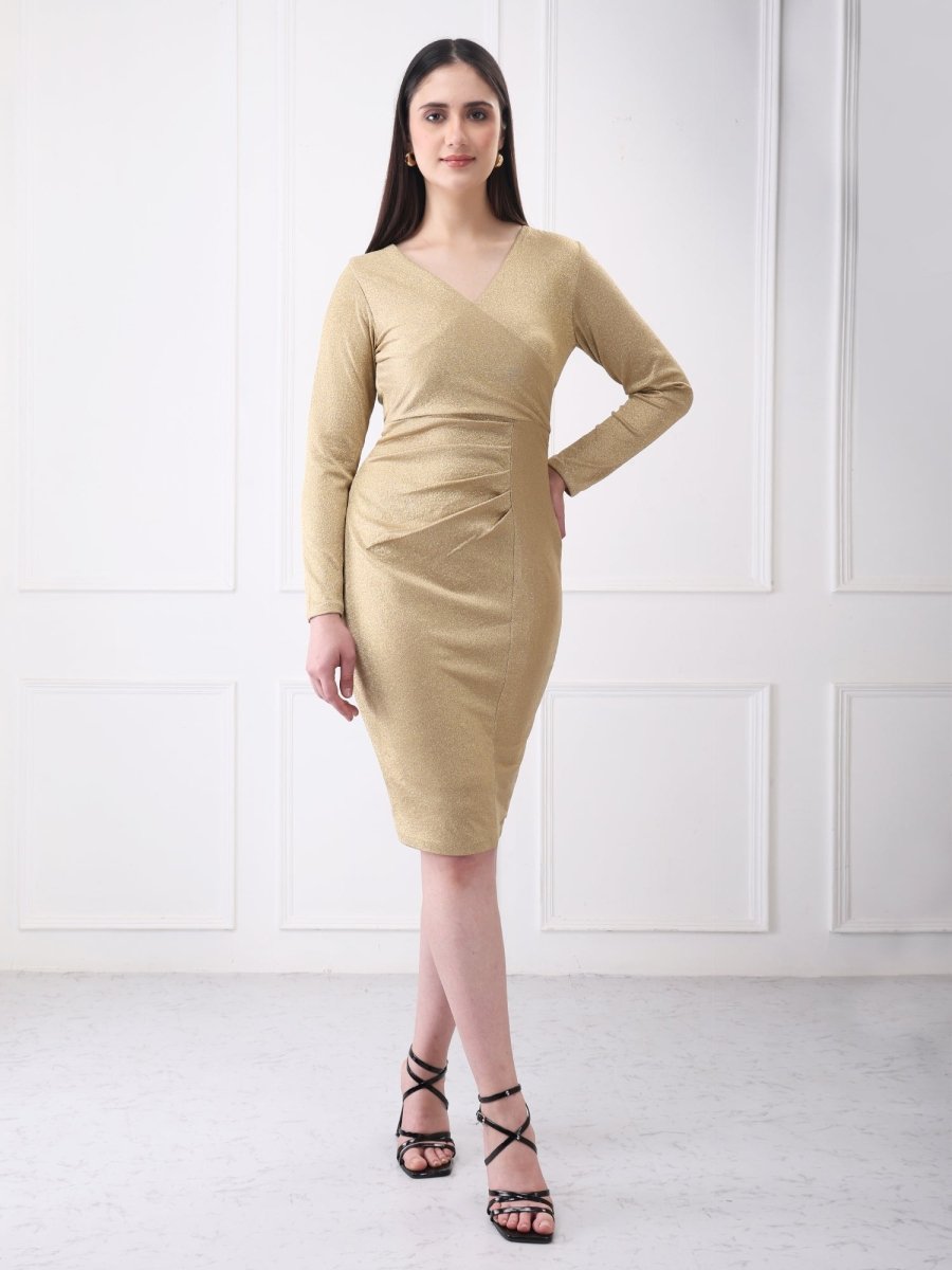 Gaiia Shimmer Club Solid Bodycon Midi Dress - GAIIA