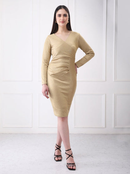 Gaiia Shimmer Club Solid Bodycon Midi Dress - GAIIA