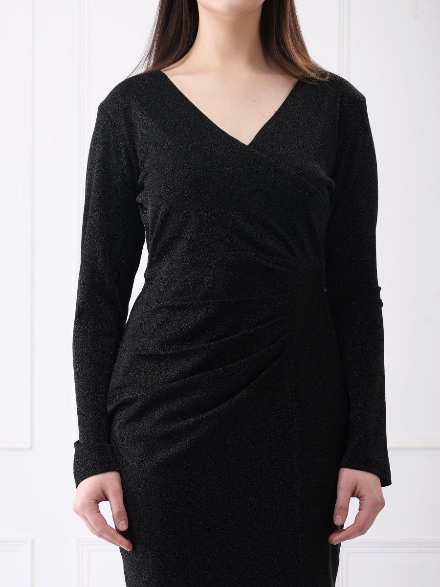 Gaiia Shimmer Club Solid Bodycon Midi Dress - GAIIA