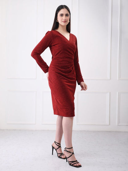 Gaiia Shimmer Club Solid Bodycon Midi Dress - GAIIA
