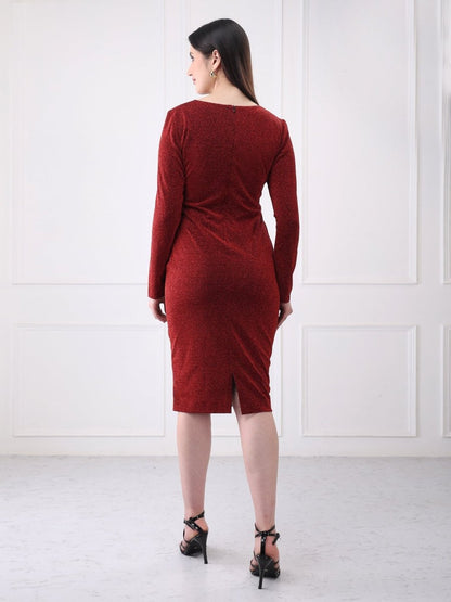 Gaiia Shimmer Club Solid Bodycon Midi Dress - GAIIA