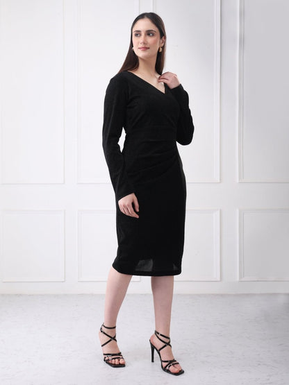 Gaiia Shimmer Club Solid Bodycon Midi Dress - GAIIA