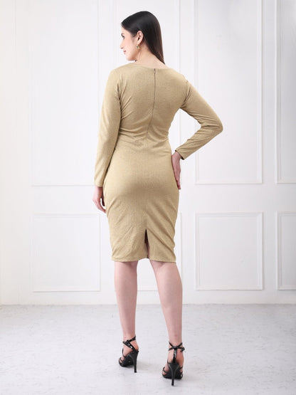 Gaiia Shimmer Club Solid Bodycon Midi Dress - GAIIA
