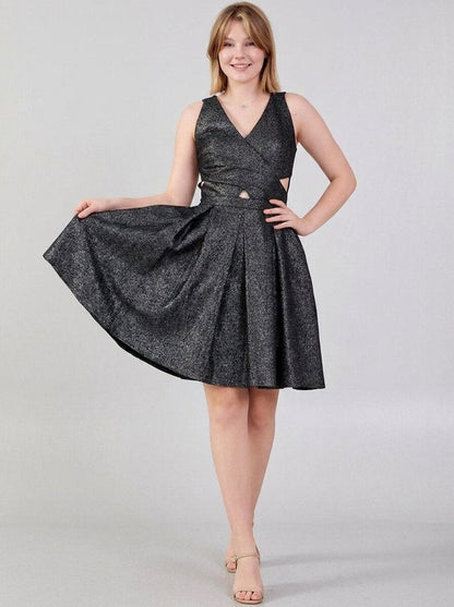 Gaiia Shimmer Knee Length Dress With Waist Cut - GAIIA