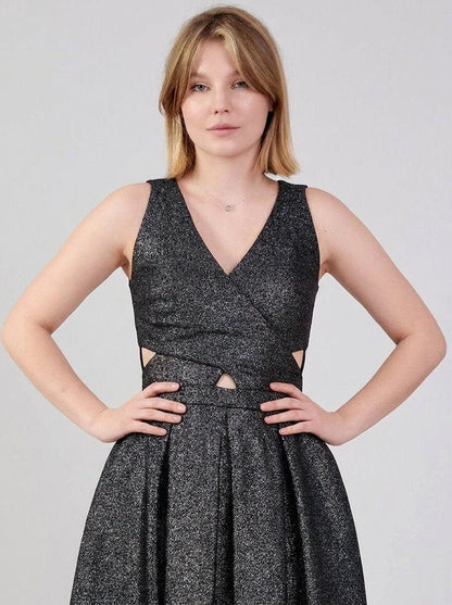 Gaiia Shimmer Knee Length Dress With Waist Cut - GAIIA