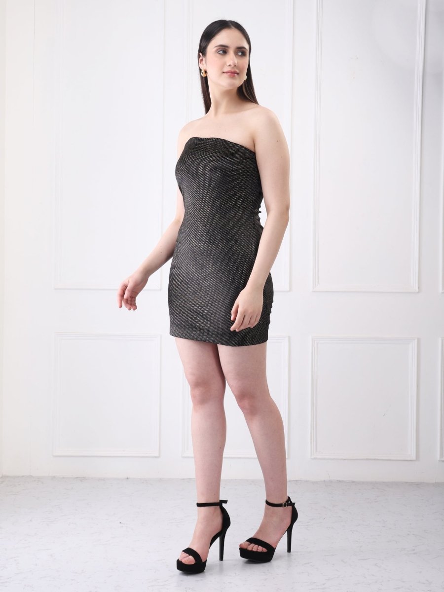 Gaiia Shimmer Metallic Strapless Bodycon Mini Dress - GAIIA