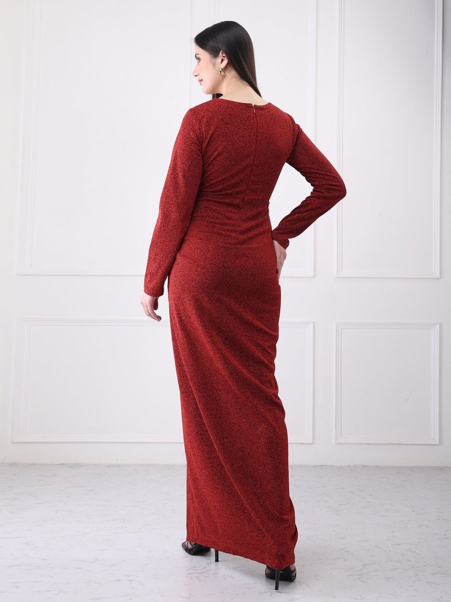Gaiia Shimmery Partywear Long Slit Maxi Dress - GAIIA