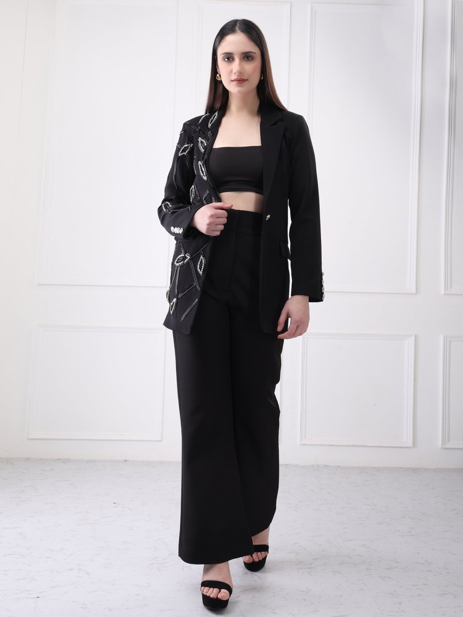 Gaiia Single Breasted Sequin Partywear Co - Ord Blazer Set - GAIIA