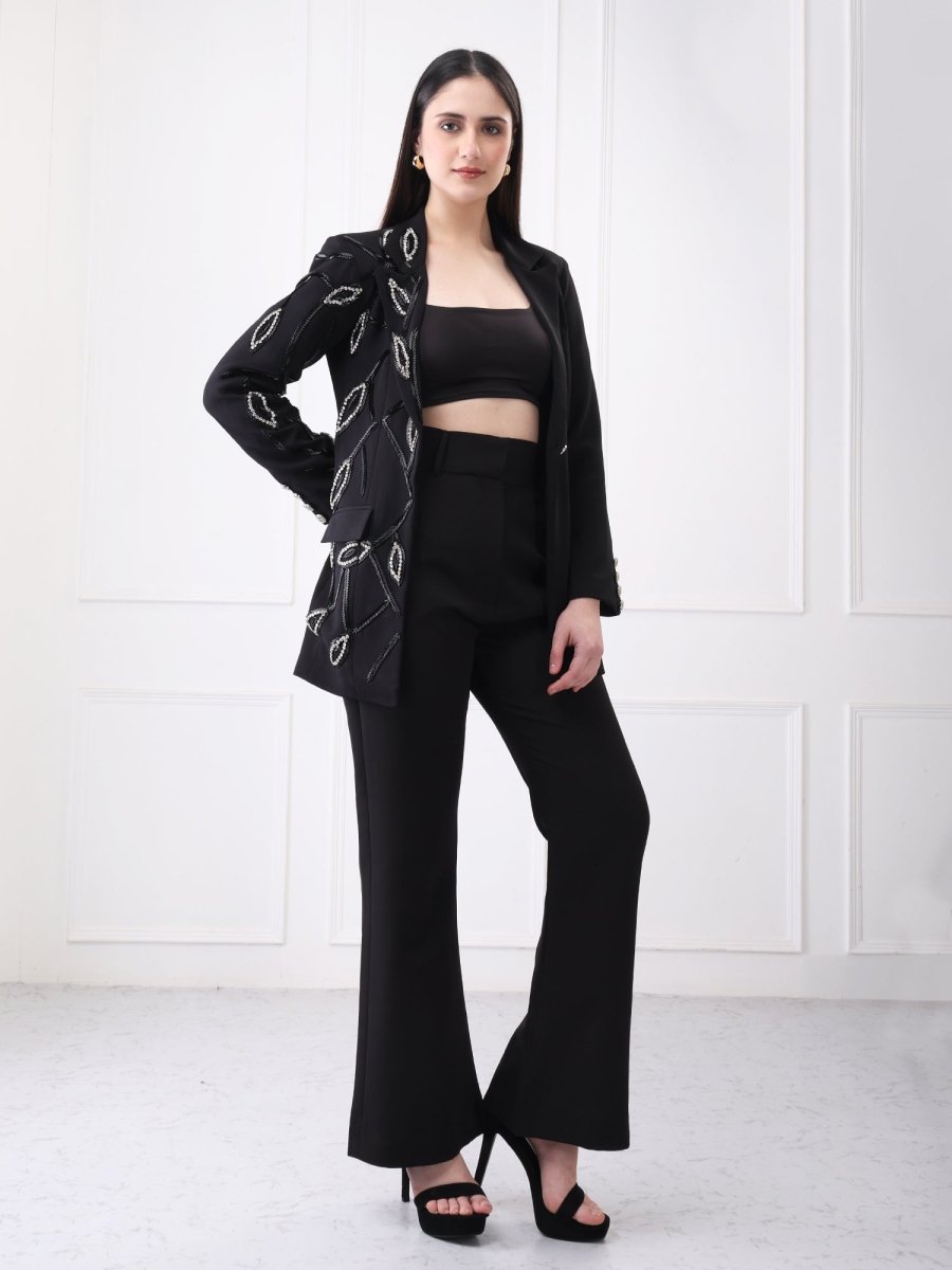 Gaiia Single Breasted Sequin Partywear Co - Ord Blazer Set - GAIIA