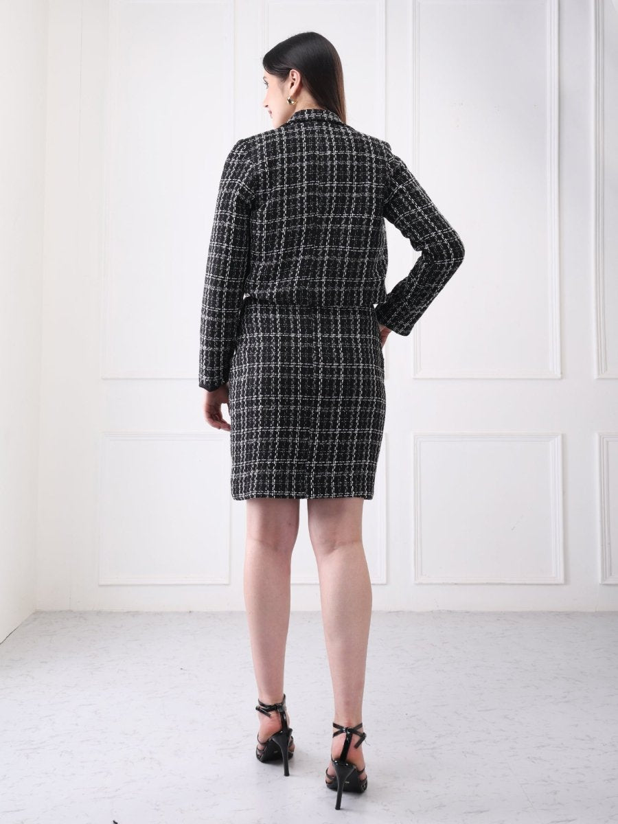 Gaiia Tweed Black Mini Skirt With Bustier Co - Ord Set - GAIIA