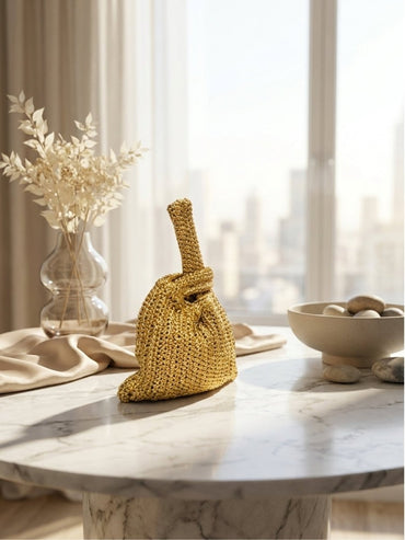 Golden Handwoven Mini Clutch Bag - GAIIA