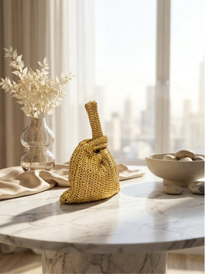 Golden Handwoven Mini Clutch Bag - GAIIA