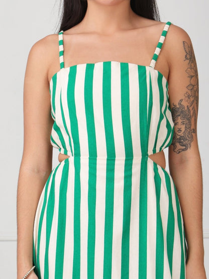 Green Striped Cami Style Tiered Maxi Dress - GAIIA