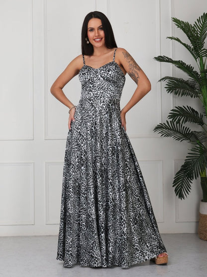 Grey Animal Print Corset Style Maxi Dress - GAIIA