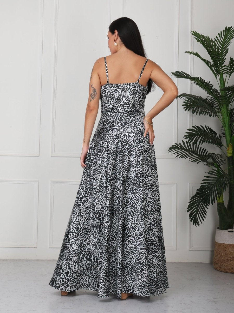 Grey Animal Print Corset Style Maxi Dress - GAIIA