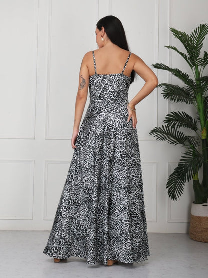 Grey Animal Print Corset Style Maxi Dress - GAIIA