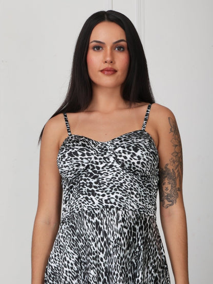 Grey Animal Print Corset Style Maxi Dress - GAIIA
