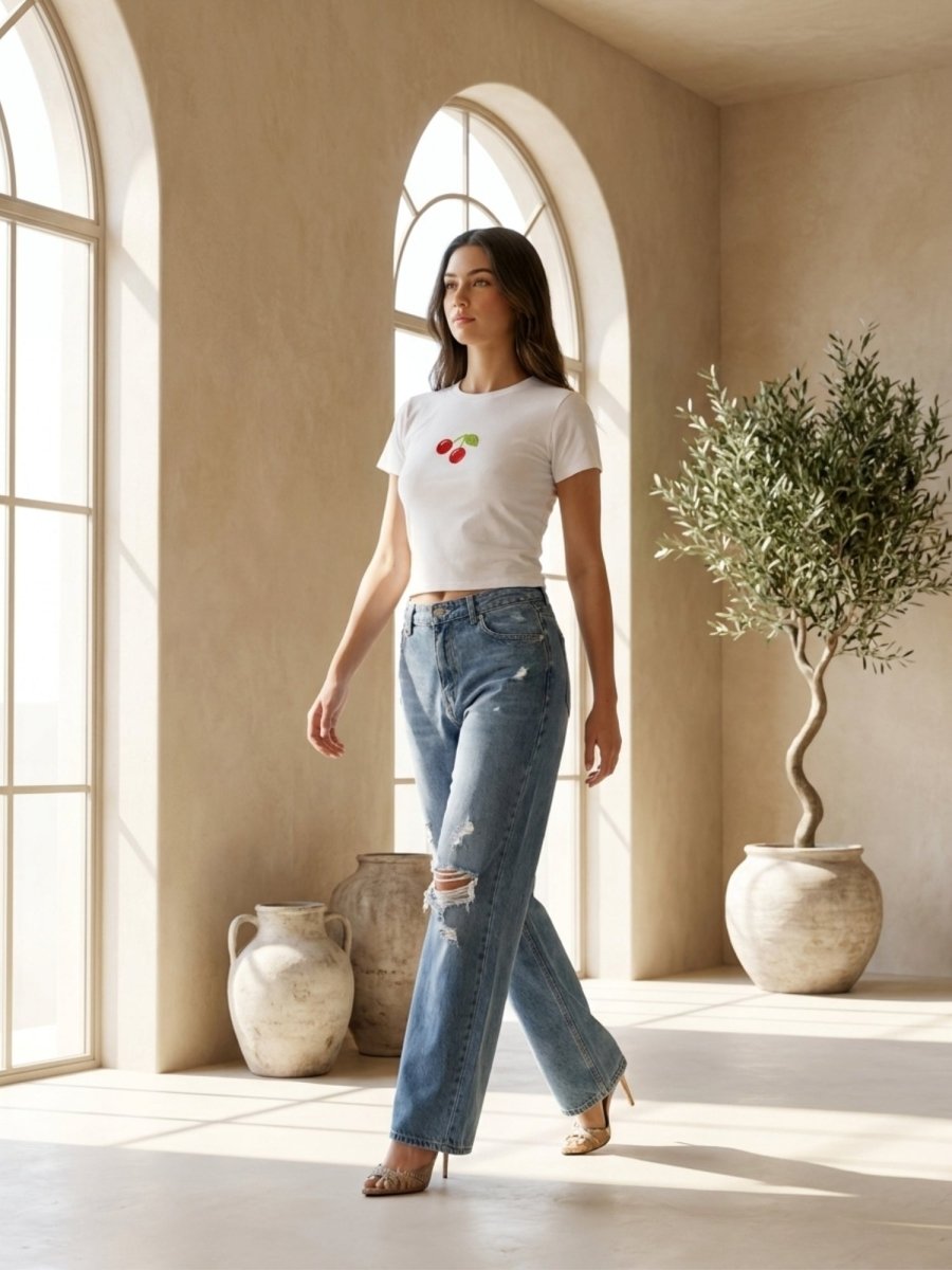 Hand Beaded Cherry Cotton Crop Top - GAIIA